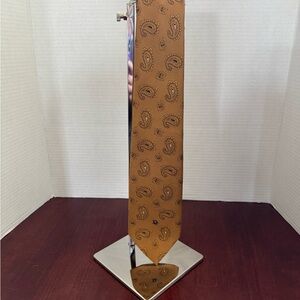 Vintage Christian Dior Monsieur Tie Mustard Paisley Blue Monogram Silk Blend